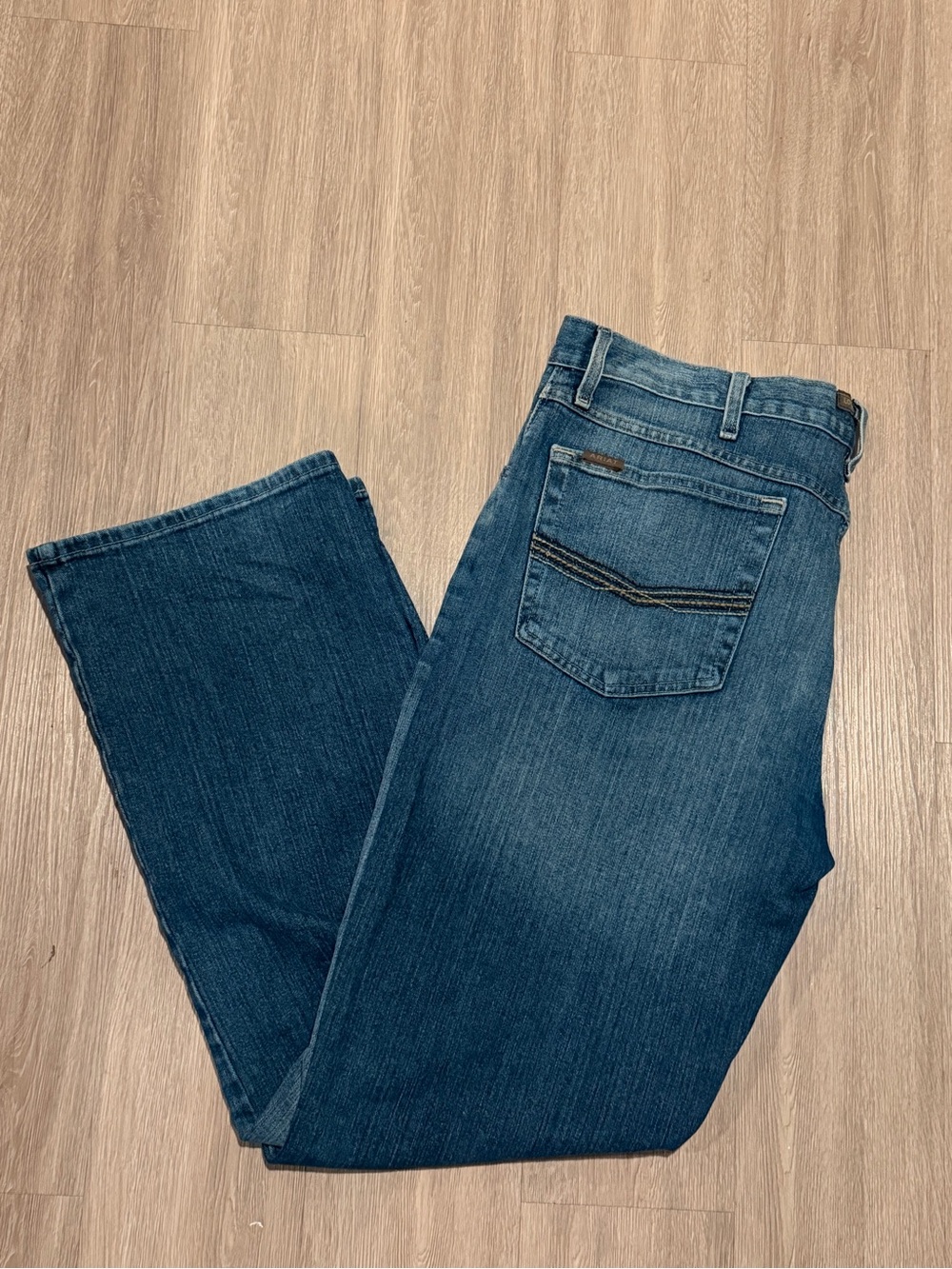Ariat M4 Low Rise Boot Cut Jeans Mens 38/32 Blue Denim Cowboy Semi-New
